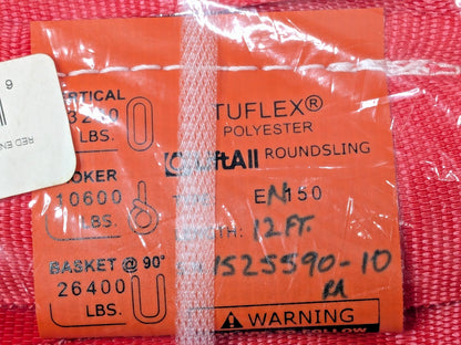 Lift-All Tuflex Roundsling EN150 x 12Ft Red 13200Lb Vertical Capacity EN150X12