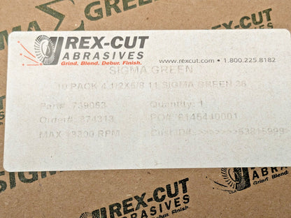 Rex Cut Abrasives Depressed Center Wheels 4-1/2" X 5/8"-11 Type 27 QTY 10 739053