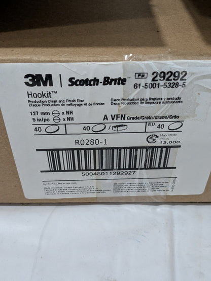 3M Hook &amp; Loop Disc: 5" Dia, Non-Woven, Aluminum Oxide Box of 40 29292