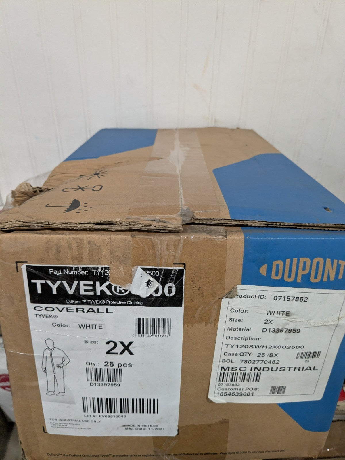 (25) Dupont Disposable Coveralls: Particle Protection, Size 2XL TY120SWH2X002500