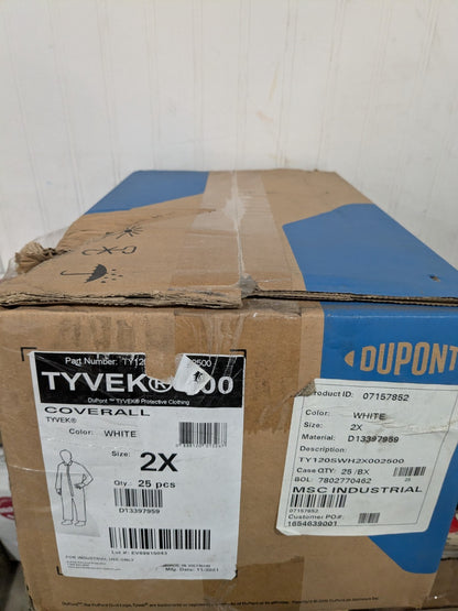 (25) Dupont Disposable Coveralls: Particle Protection, Size 2XL TY120SWH2X002500