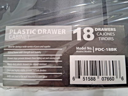 Quantum Storage Small Parts Drawer Cabinet System 18 Drawer PDC-18BK