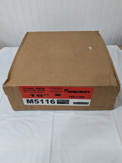 AbilityOne Floor Pad, Red Spray Buffer 5100, 16" Diameter Box of 5 7910015133314