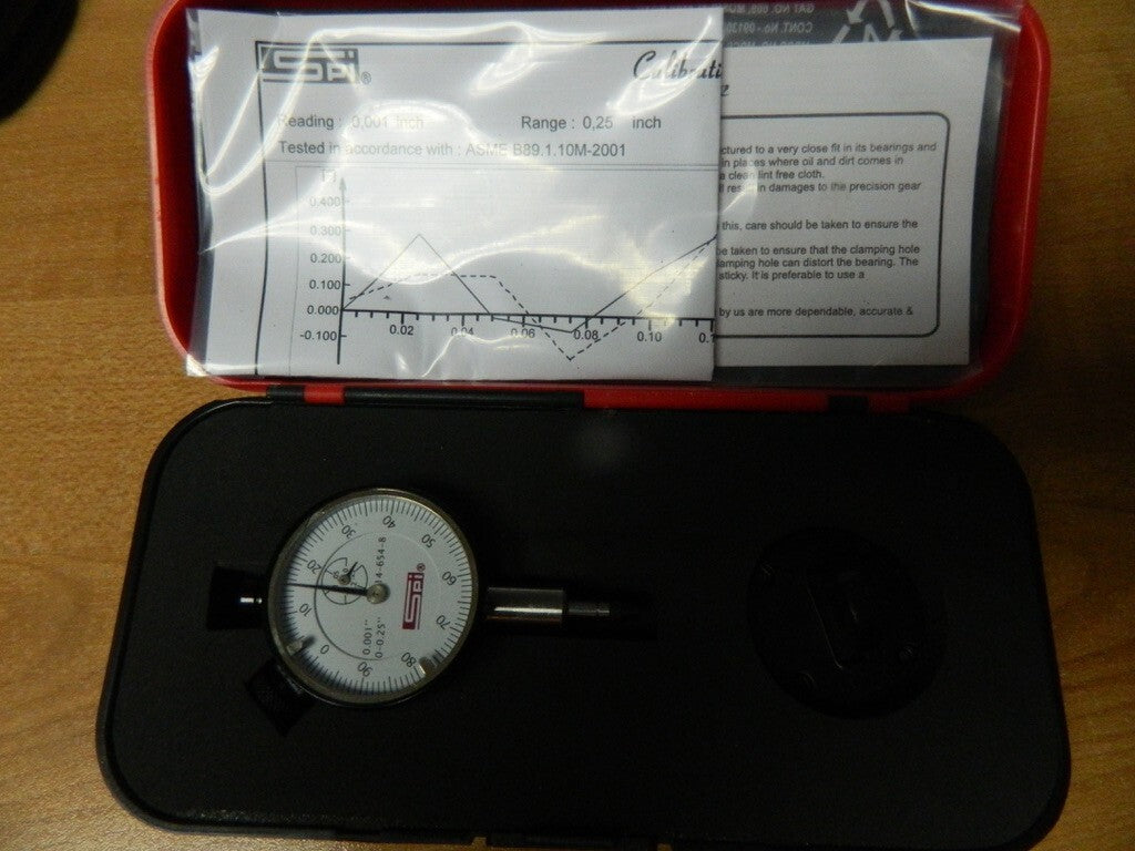 SPI 1/4" Range, 1-100 Dial Reading, 0.001" Graduation Dial Drop Indicator