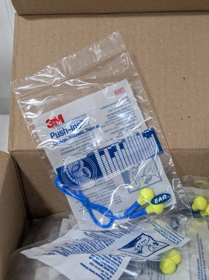 3M Earplug: 28dB, Foam, Round, Push-In Stem, 98 Pairs Corded 7000052745