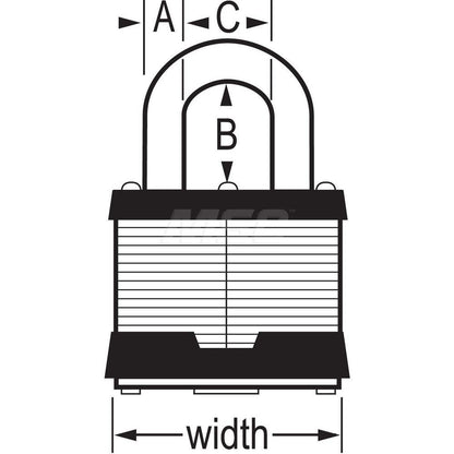 Lock Padlock: 1LJ Laminated Steel, Keyed Different, 1-3/4" Wide box of 6