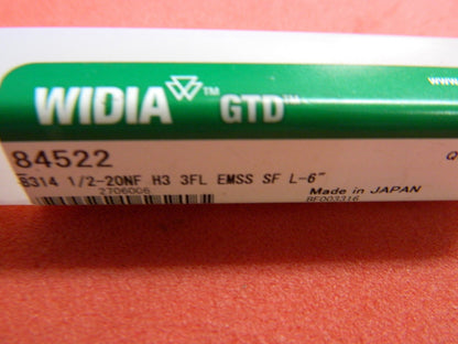 Widia GTD 1/2-20 NF x  6" H3 3FL HSS-E Oxide Spiral Flute Taps QTY 2  84522