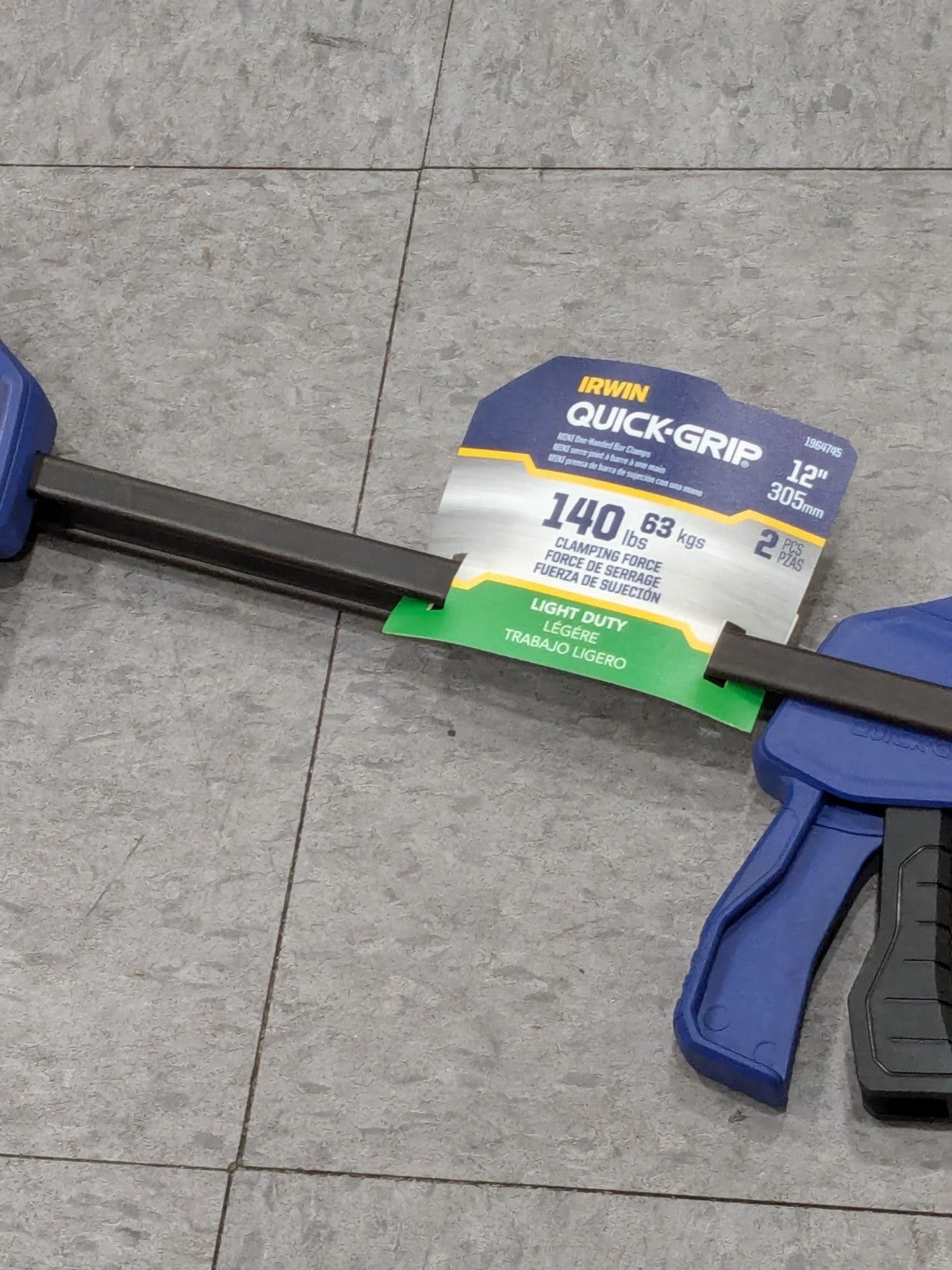 Irwin Carbon Steel Bar Clamp: 12" Capacity, 2-7/16" Throat Depth 2 Pac