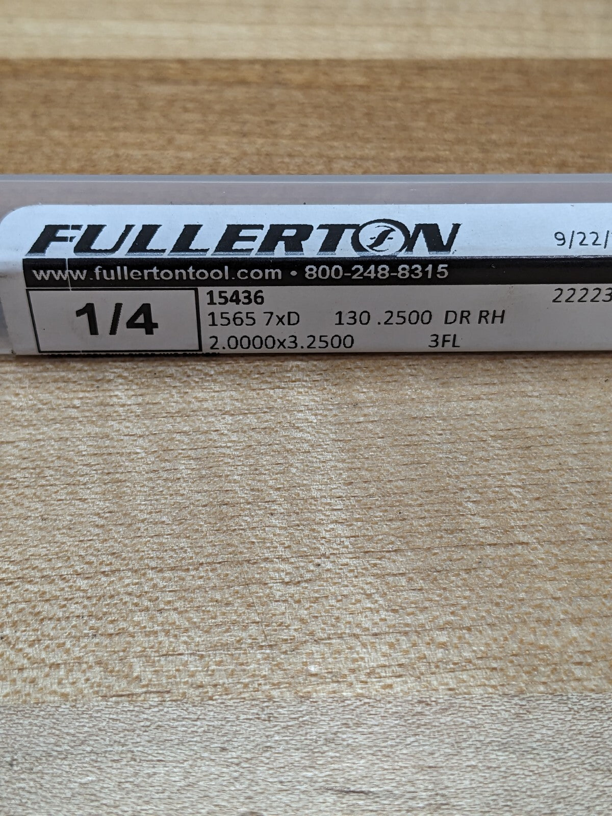 Fullerton Jobber Length Drill Bit: 1/4 Dia, 130 °, Solid Carbide 15436