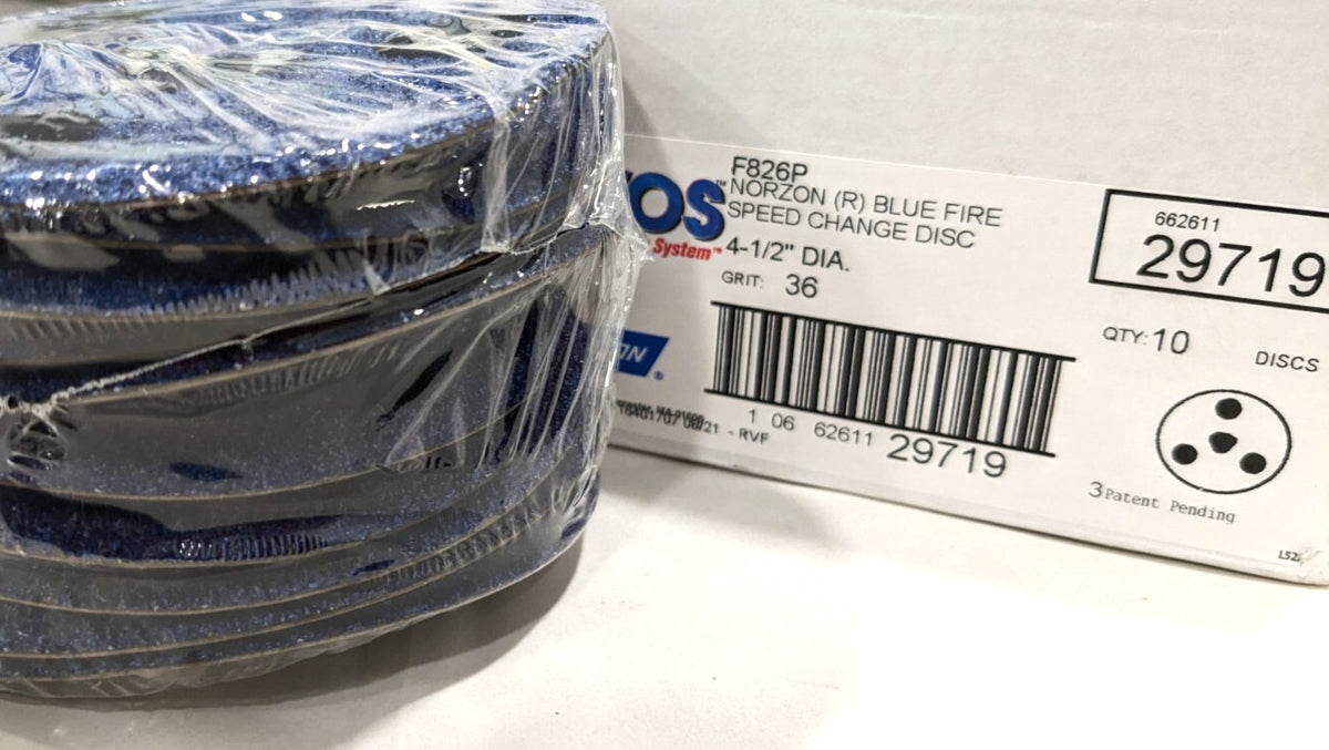 NORTON F826P 4-1/2" Fiber Disc  5/8-11 ID  36 Grit *Box of 10* 662611297219