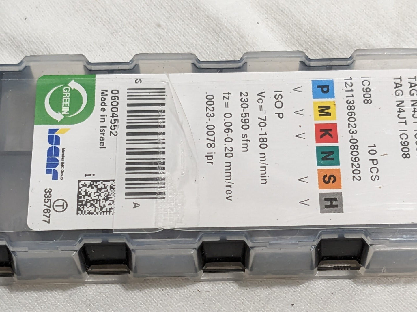 ISCAR Cutoff Insert: TAGN4JT IC908, Carbide, 4.05 mm Cutting Width 6004552