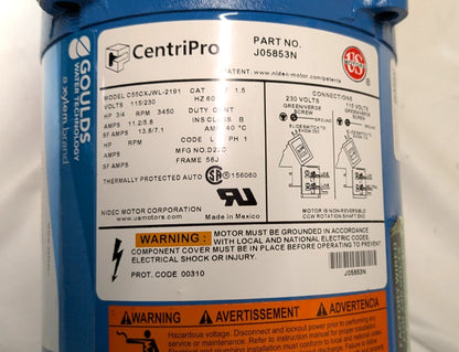 GOULDS PUMPS Irri-Gator Self-Priming Centrifugal Pump  115/230V  3/4hp  GT07