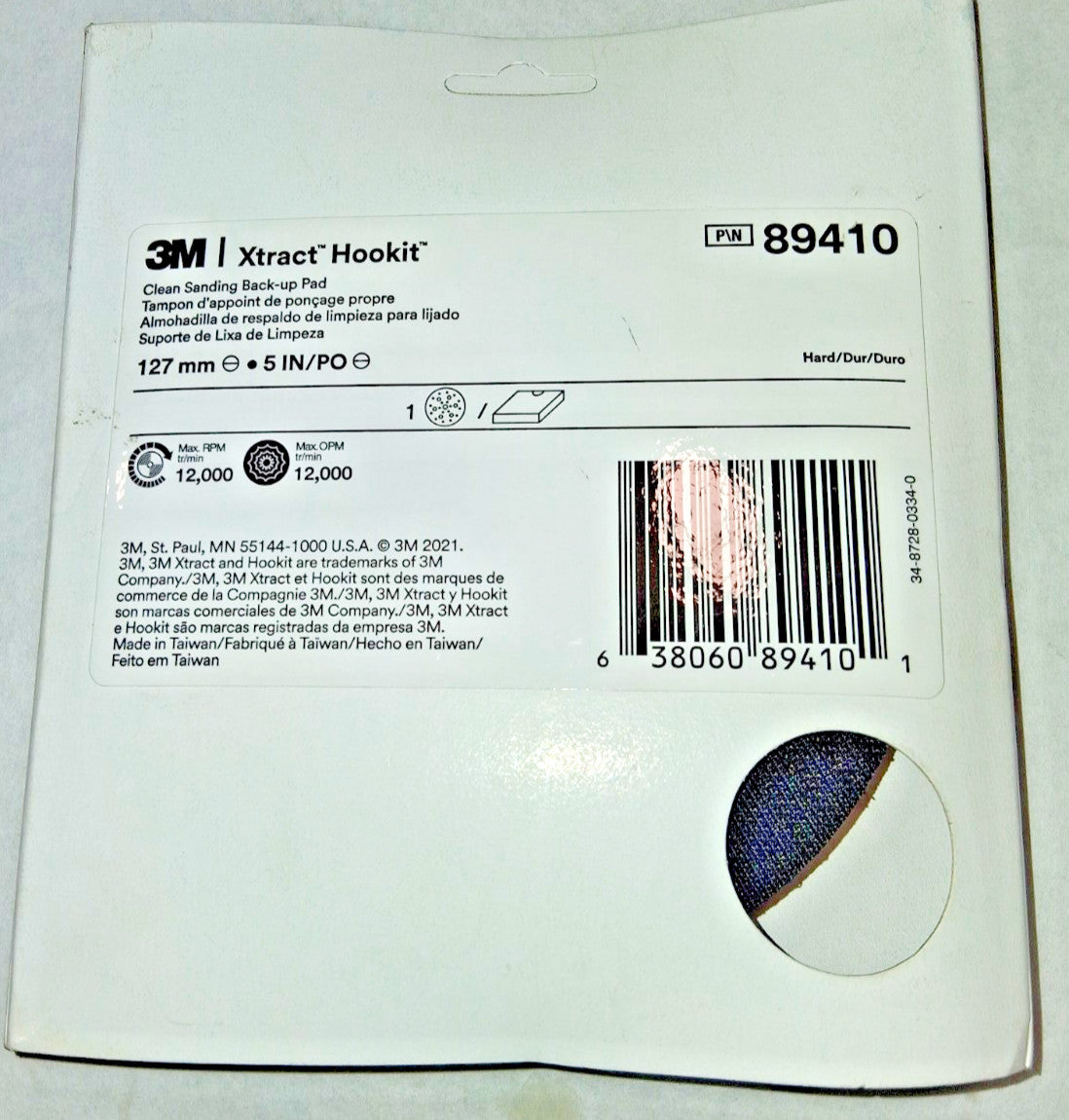 3M Disc Backing Pad 5" Dia Hook & Loop 3pc 7100273463