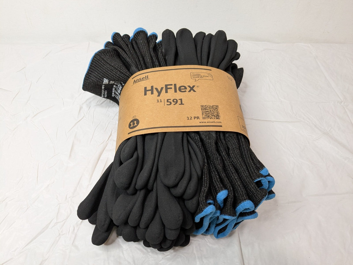 Ansell Hyflex Cut Resistant Gloves Black Size 11 ANSI 5/9 QTY 12 PAIRS 11-591/11