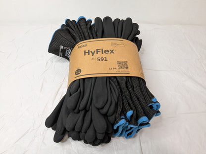 Ansell Hyflex Cut Resistant Gloves Black Size 11 ANSI 5/9 QTY 12 PAIRS 11-591/11