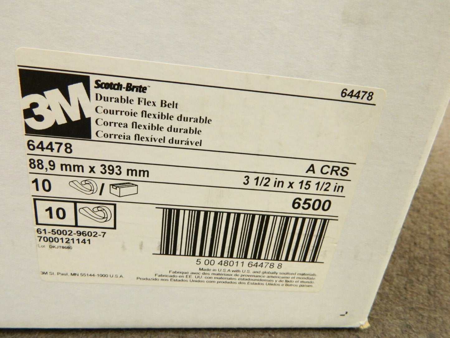 3M Abrasive Belt: 3-1/2″ Wide, 15-1/2″ Long, Aluminum Oxide Qty 8 7000121141