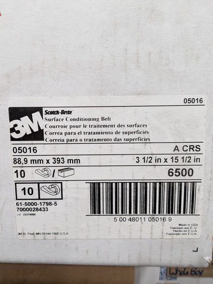 3M Abrasive Belt: 3-1/2" Wide, 15-1/2" OAL, Aluminum Oxide Qty 10 7000028433