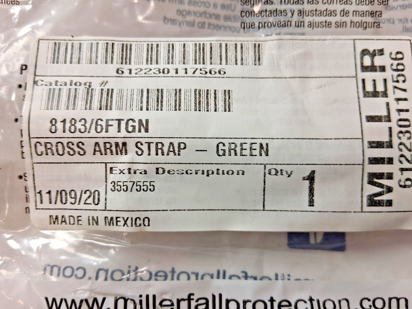 Miller Crossarm Anchor Strap Polyester 6ft OAL 4-1/8" Wide 2" Ring Dia 8183/6FTG