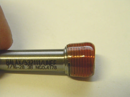 Balax Single End w/o Handle Plug Gage 7/16"-28 3B NO-GO #91024 - 000