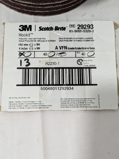 3M Hook & Loop Disc: 6" Dia, Non-Woven, Aluminum Oxide Box of 13 7100138329
