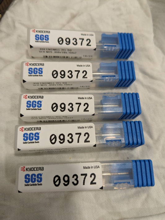 SGS Square End Mill 5pk: 0.0500" Dia, 0.15" LOC, 2 Fl Solid Carbide 09372