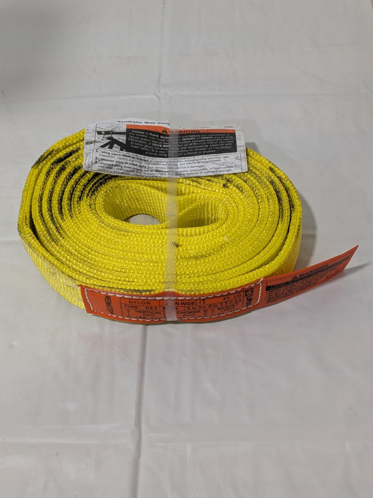 Lift-All Flat Eye & Eye, Type 3 Web Sling: 12' Long, 2" Wide EE2802NFX12