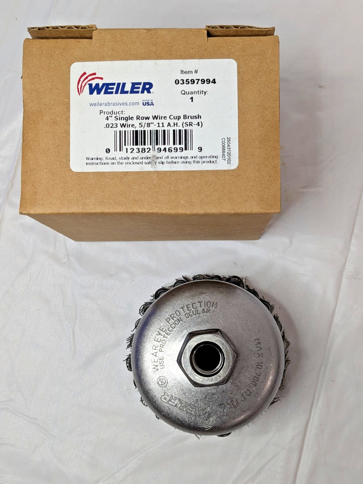 Weiler Steel Cup Brush Knotted 4" Dia x 0.023" Wire Dia 03597994