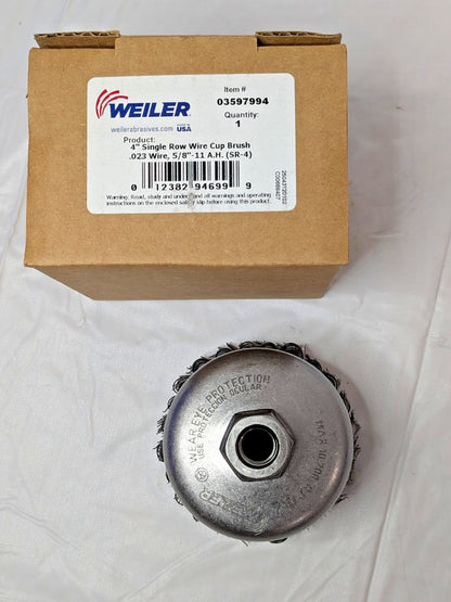 Weiler Steel Cup Brush Knotted 4" Dia x 0.023" Wire Dia 03597994