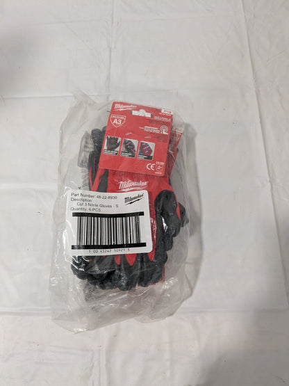 Milwaukee Cut-Resistant Glove Cut A3, Puncture 0, Sz S 6 Pairs 48-22-8930