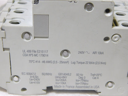 Schneider Electric  Miniature Circuit Breaker Multi 9 Range C60 UL489 3P 60177