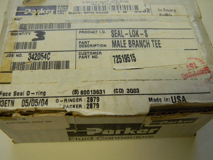 Parker 3/8" OD Steel Zinc Plated Male Branch Tees Qty 3  6 SLO-S