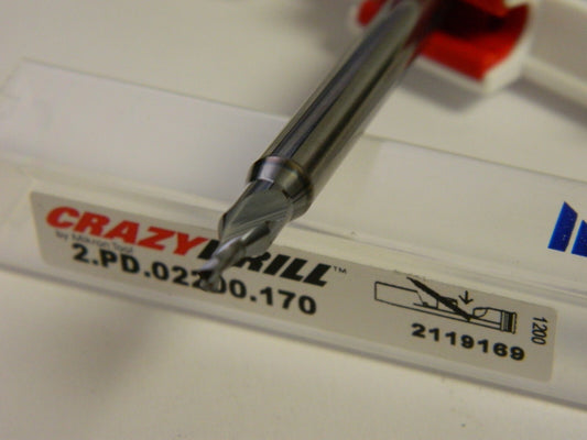 Mikron Crazy Drills 2.2MM 2FL RIP CARB 2XD CRAZY DRILL QTY 2 2PD.02200.170