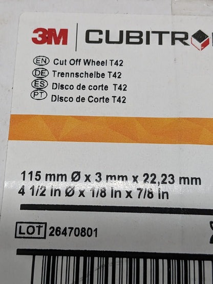 3M Depressed Center Wheel: Type 27, 4-1/2" Dia, Ceramic Qty 12 7100231331