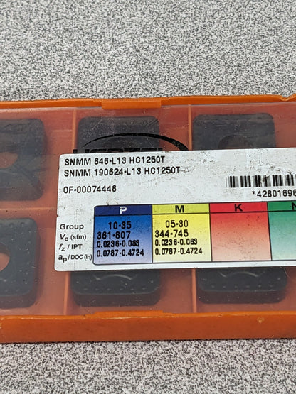 HERTEL Turning Insert: SNMM 646L13 HC1250T, Solid Carbide Qty 10 1002144