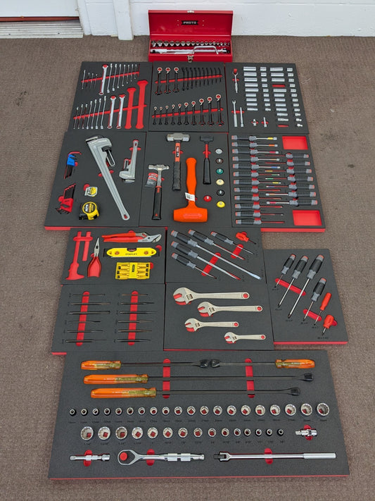 Proto 230 PC. Mixed Hand Tool Set w/ Foam Inserts SAE / Metric 3/8", 1/2" Drive