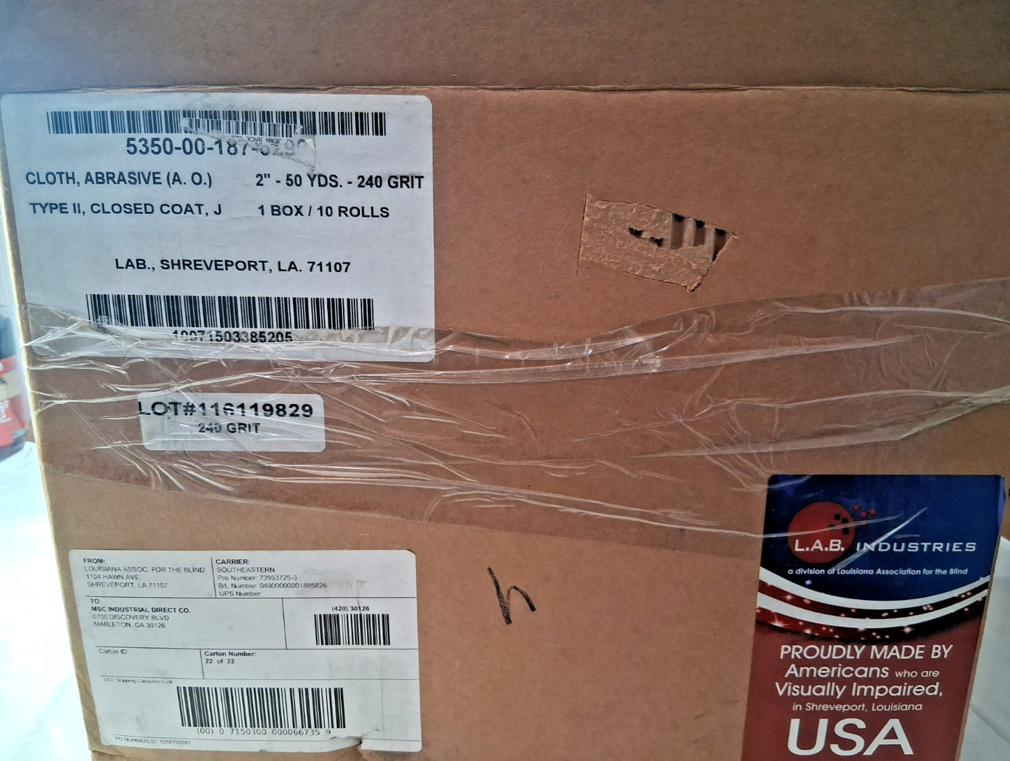 AbilityOne 220 Grit Aluminum Oxide Shop Roll 5350016315590