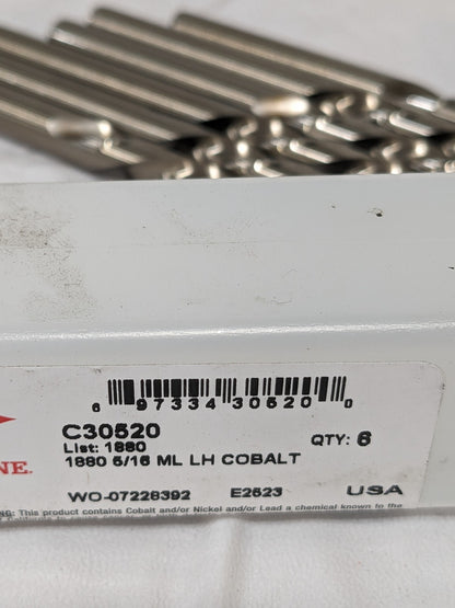 CLE-LINE Mechanics Drill Bit: 5/16 Dia, 135 ° Point, Cobalt Qty 6 C30520