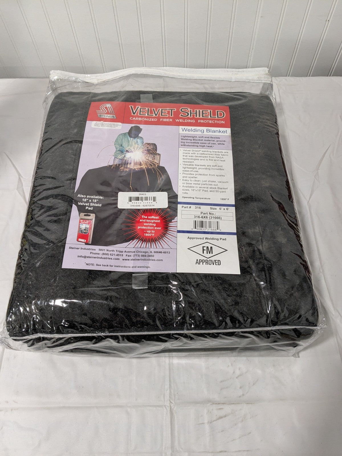 Steiner 6' High x 6' Wide x 0.15" Thick Carbonized Fiber Welding