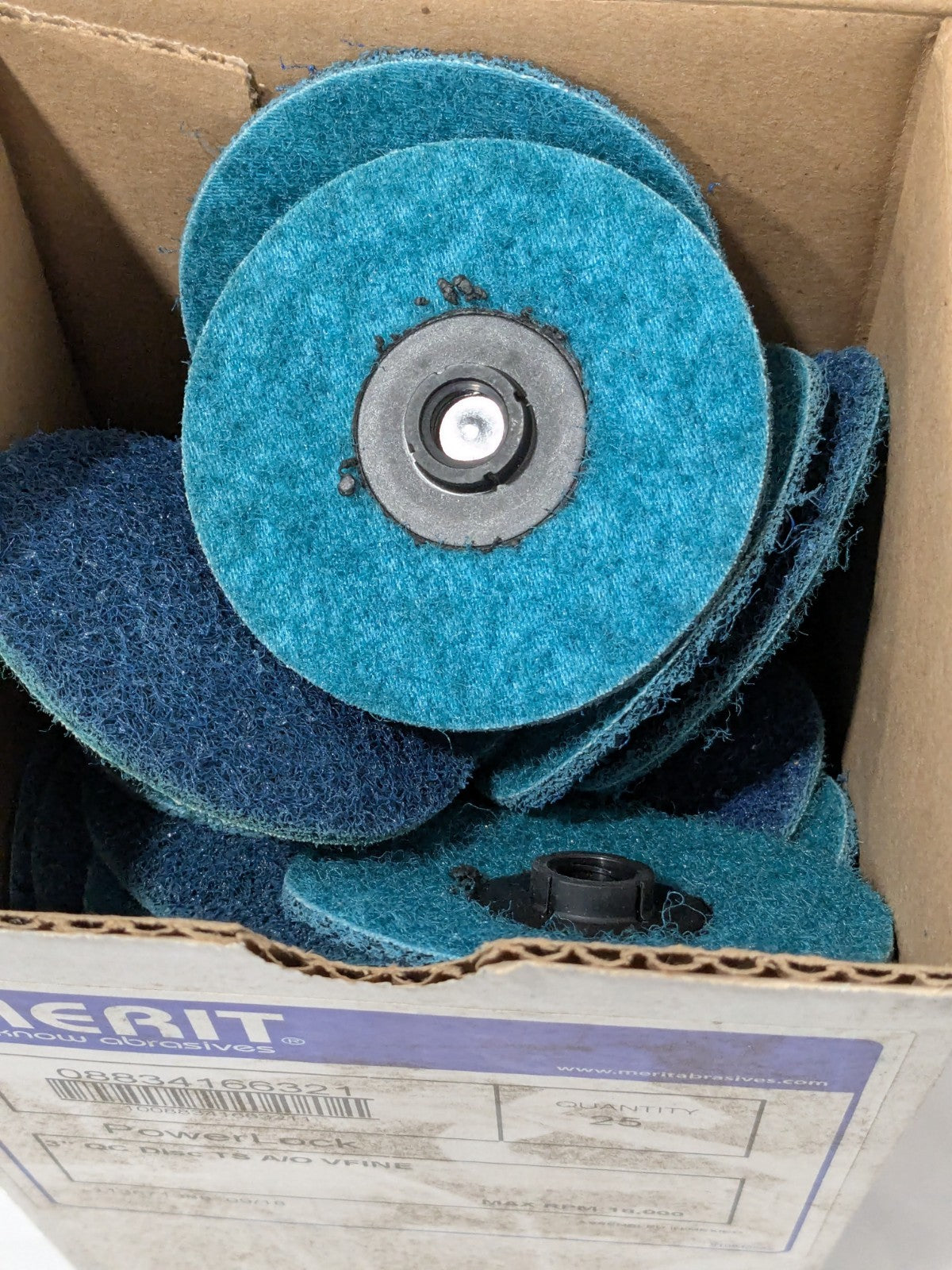 MERIT ABRASIVES Quick-Change Disc: Type S 3" Dia Box of 25 08834166321