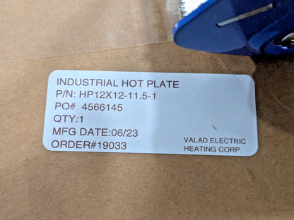 Valad Electric Heating Ind Hot Plate 12"L x 12"W x 6"H 110/120V HP12X12-11.5-1