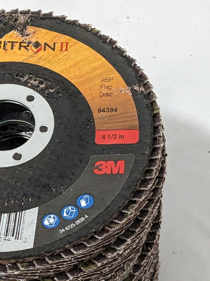 3M Flap Disc: 4-1/2" Dia, 7/8" Hole, 40 Grit, Type 29 Qty 10 7100104907