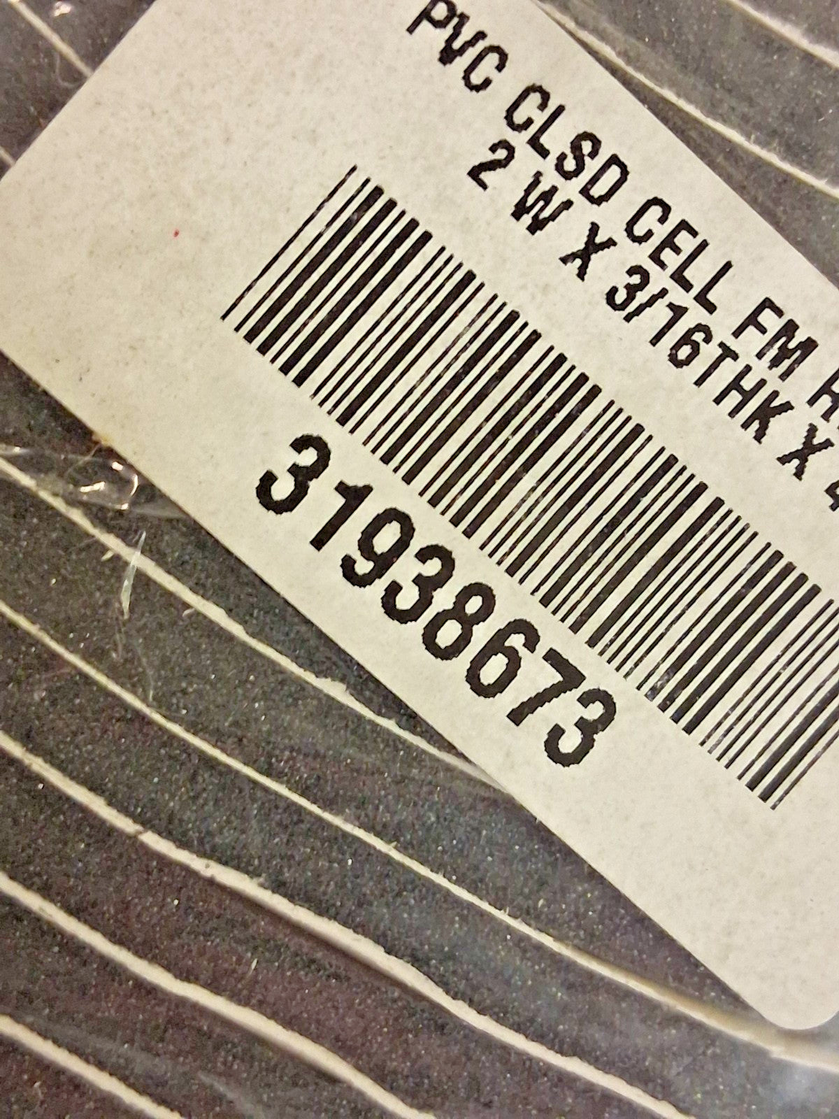 Professional Closed Cell PVC Roll 3/16" Thick 2" Wide Black 31938673