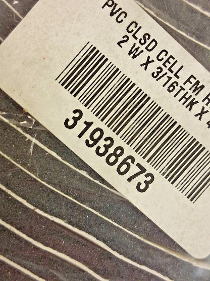 Professional Closed Cell PVC Roll 3/16" Thick 2" Wide Black 31938673