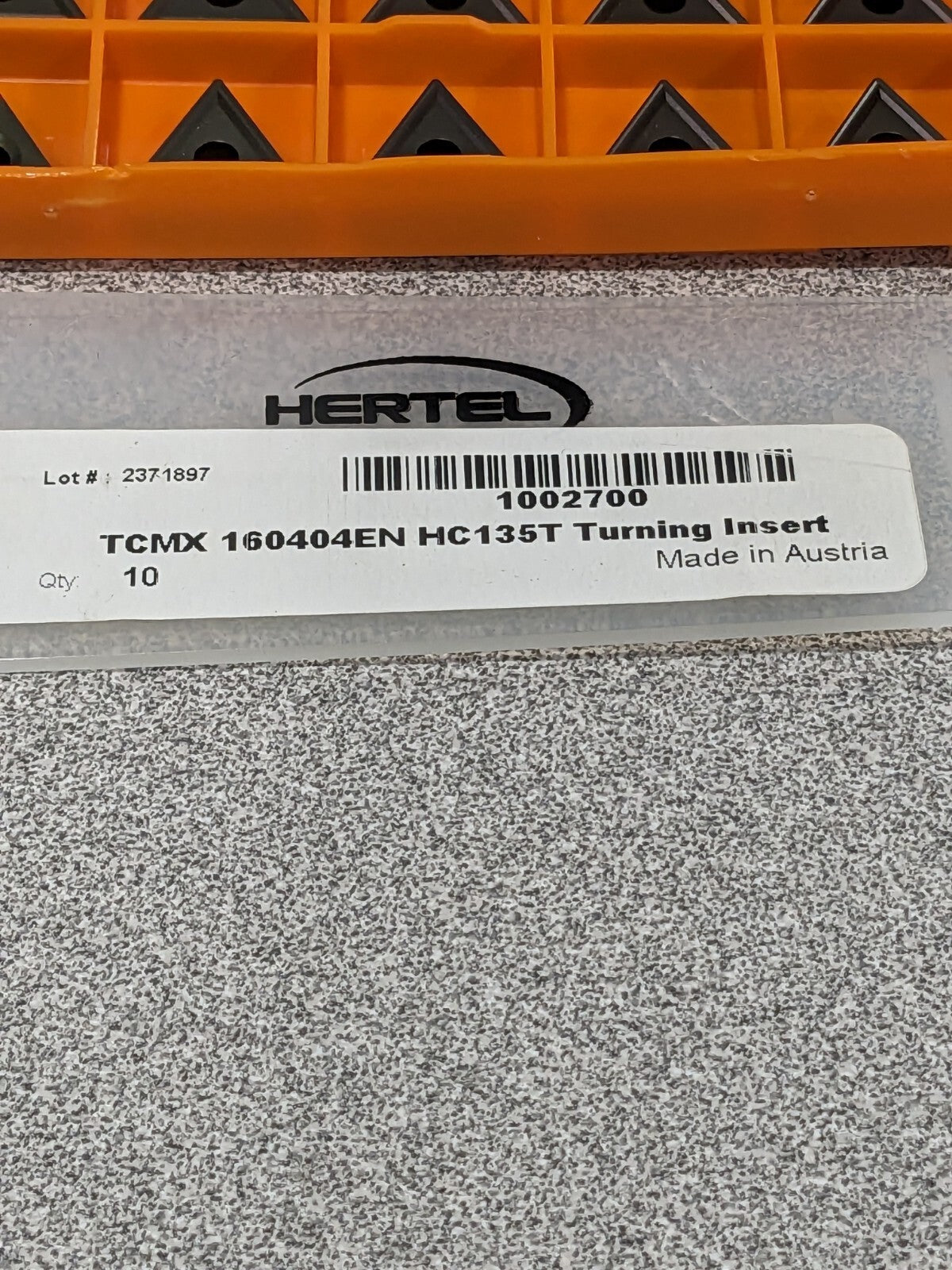 HERTEL Turning Insert: TCMX331 HC135T, Carbide Qty 10 1002700