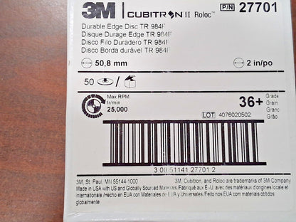 3M Premium Ceramic Alumina Coated Quick-Change Discs QTY50 Roloc TR 7100001474