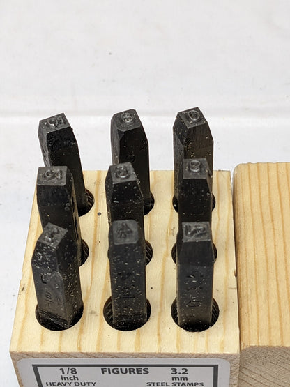 Young Bros. Heavy-Duty Stamp Set: 1/8″ Character, 9 pc, Numbers 03093