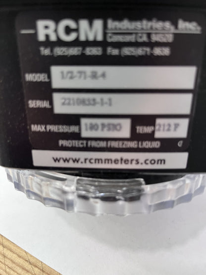 1/2" NPT Port RCM Industries Flo-Gage Flowmeter.  1/2-71-R-4