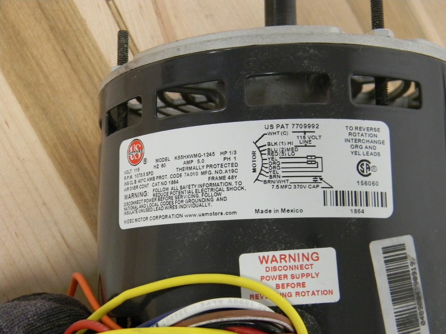 US Motors PSC Direct Drive Fan &amp; Blower Motor 3 Speed 1/3 HP 115v 1864 Defec