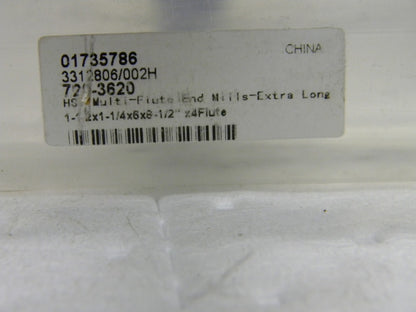 Professional High Speed Steel Square End Mill 6" LOC 1-1/2" Diam 4FL 0