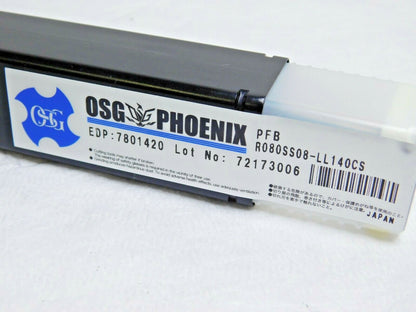 OSG Indexable Carbide Ball Nose End Mill 8mm Diam PFB-R080SS08-LL140CS 7801420